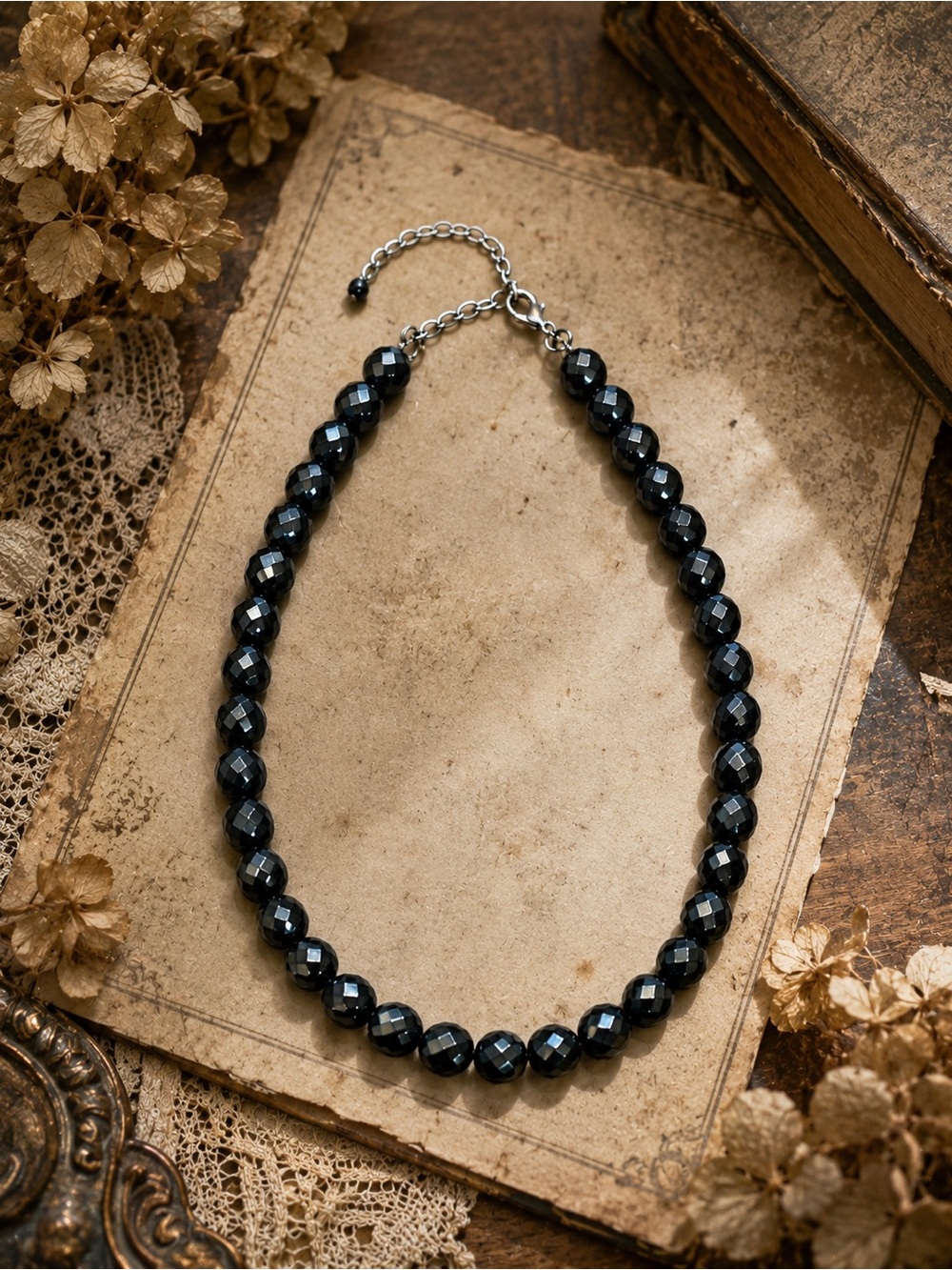 FREE Bundle Add On Piece w 2+ Items- Antique Black Glass Bead Necklace
